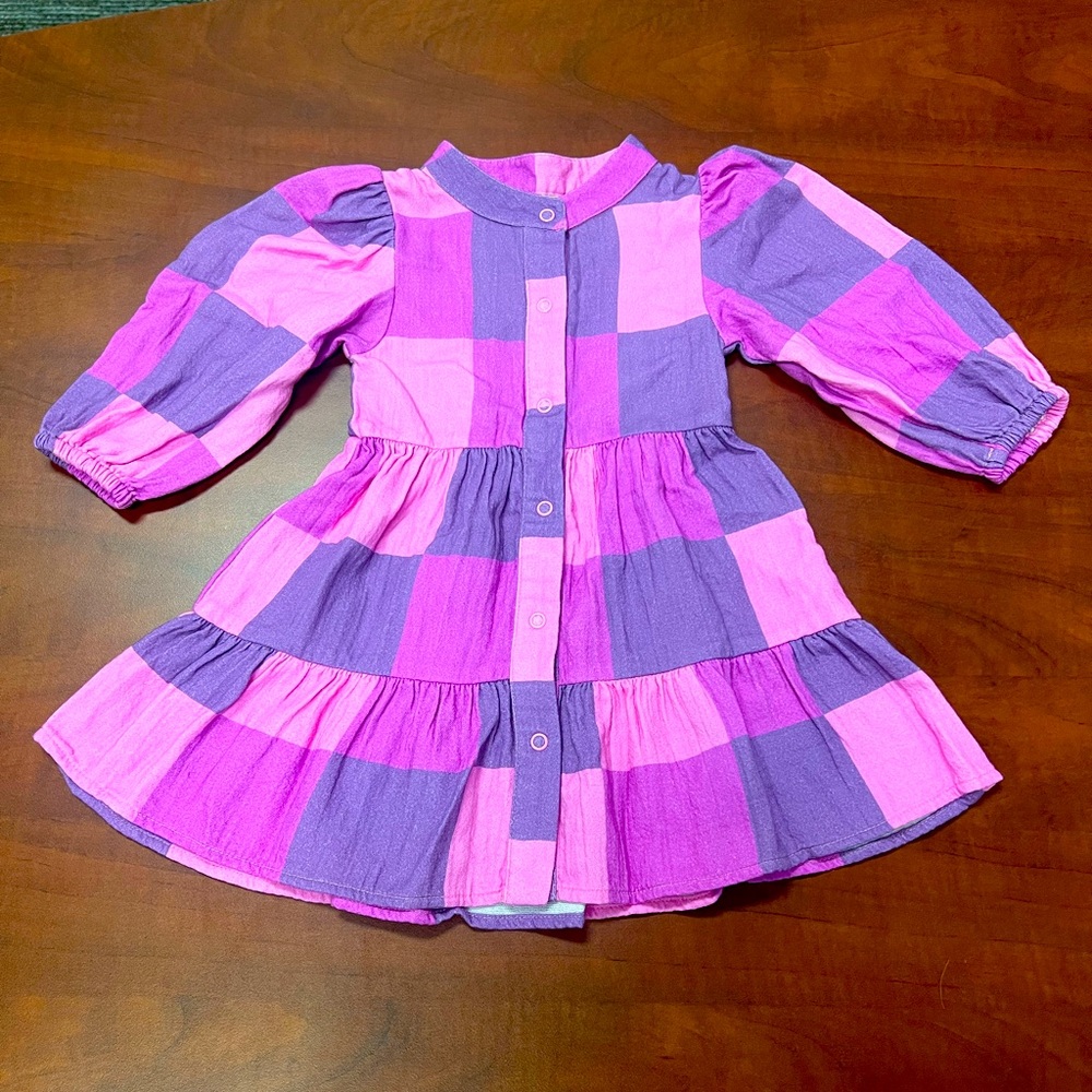 Bizz x Siss Purple & Pink Checkered Dress - Size 2 Years